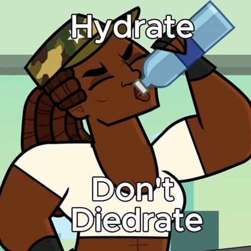 Man Drinking From Bottle Hydrate Don't Diedrate
