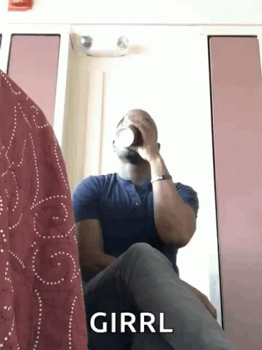 Man Drinking From Bottle With Girrl GIF