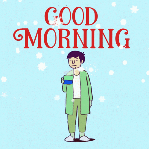 Man Drinking From Cup Saying Good Morning GIF