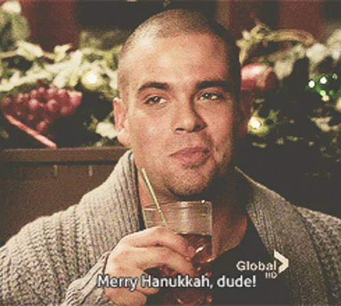 Man Drinking Glass Merry Hanukkah Dude