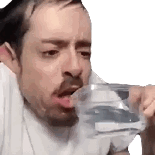 Man Drinking Water from Plastic Container