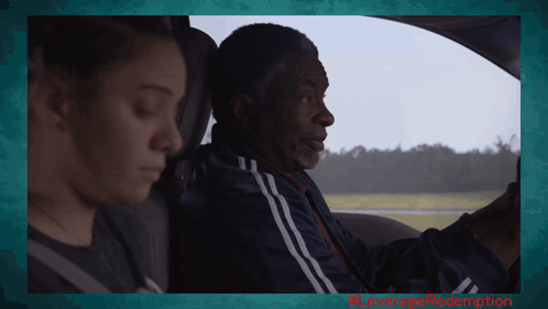 Man Driving Car With Woman In Back GIF