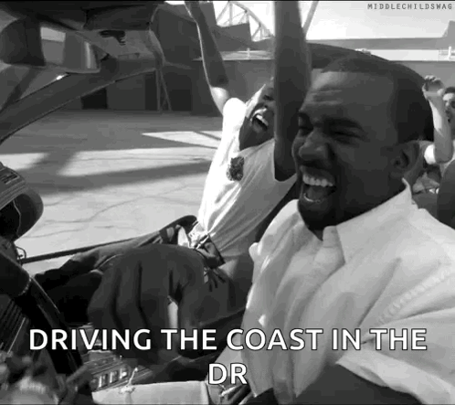 Man Driving DR Coast In Black And White GIF