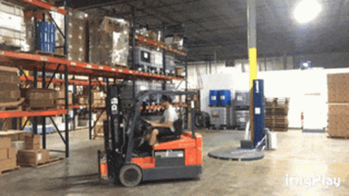 Man Driving Forklift In Warehouse Saying Imgplay GIF
