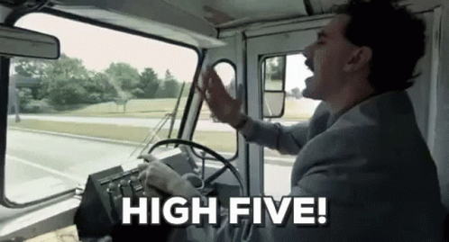 Man Driving Truck Screaming High Five GIF