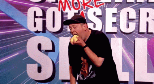 Man Eating Banana Near More Go Secret Still Sign