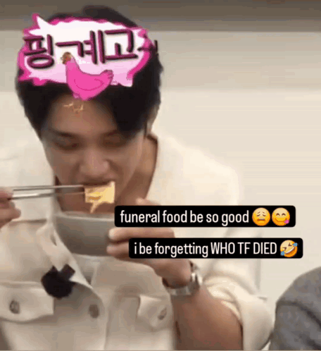 Man Eating Chopsticks Funeral Food Be So Good GIF