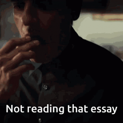 Man Eating Food Saying Not Reading That Essay