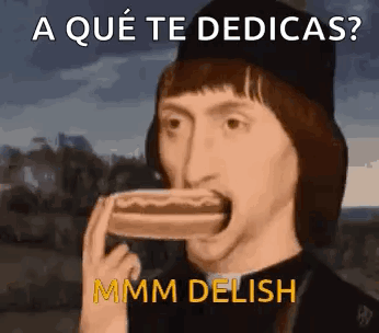 Man Eating Hot Dog Que Te Dedicas