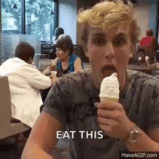 Man Eating Ice Cream Cone
