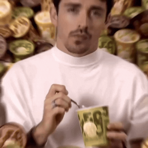 Man Eating Ice Cream From Cup 69