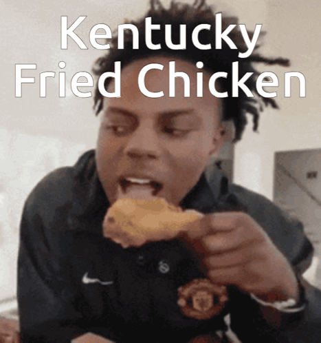 Man Eating KFC In Manchester United Shirt GIF
