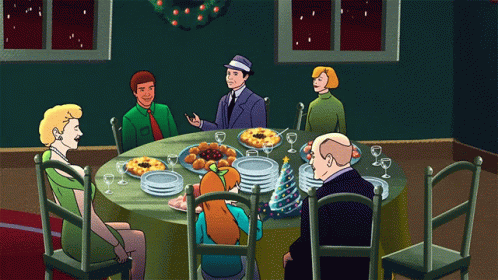 Man Eating Plate Of Food Saying Happy Holiday GIF