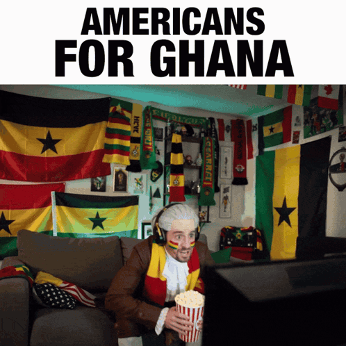 Man Eating Popcorn On Couch Americans For Ghana GIF
