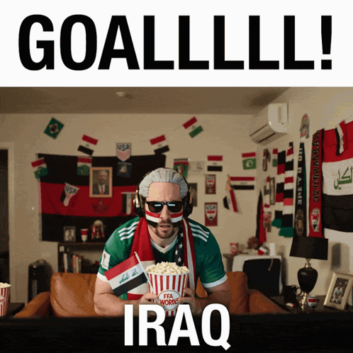 Man Eating Popcorn Saying Goal GIF