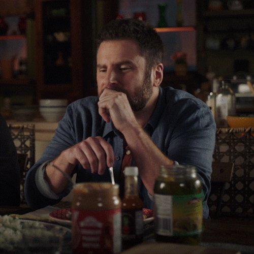 Man Eating While Saying Hard Pass GIF