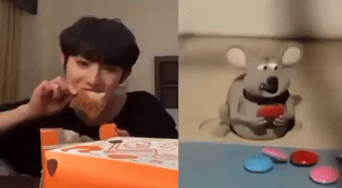 Man Eating While Watching Rat Eating Nips Meme GIF
