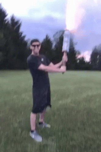 Man Enjoy Holding Firecracker GIF