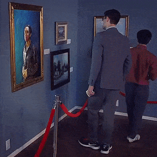 Man Escaping A Painting Museum GIF
