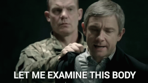Man Examined by Soldier Saying Let Me Examine This Body