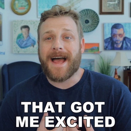 Man Excited In Front Of Paintings GIF