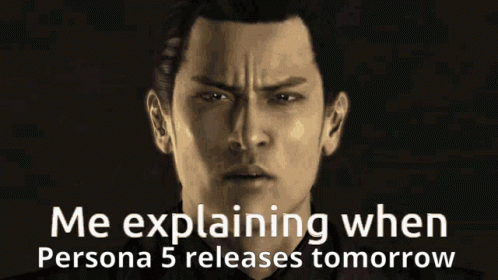 Man Explaining Persona 5 Release GIF