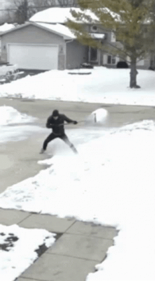 Man Extreme Plowing On Snow Day GIF