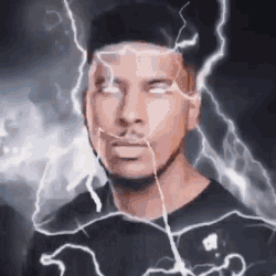 Man Face Covered in Lightning Bolts