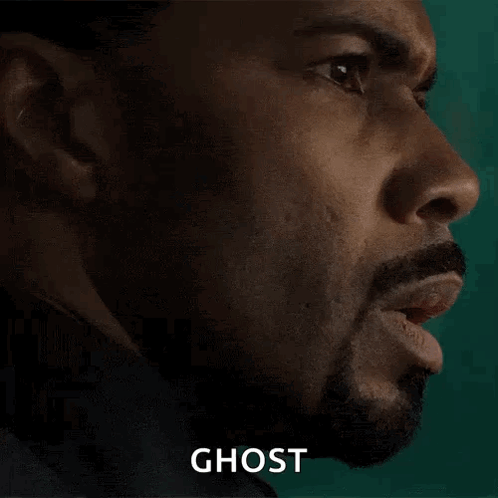 Man Face With Ghost Written Next To It GIF