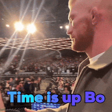 Man Facing Crowd Time Is Up Bo