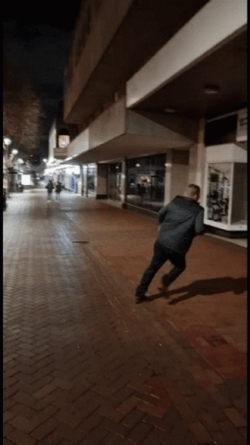 Man Falling Down In The Hallway GIF