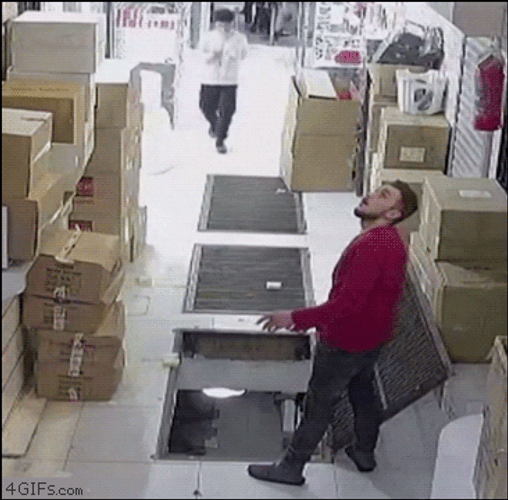 Man Fell Saved By Box GIF