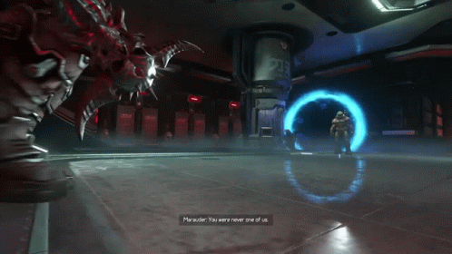 Man Fighting Monster Saying Marauder You Were Never One of Us