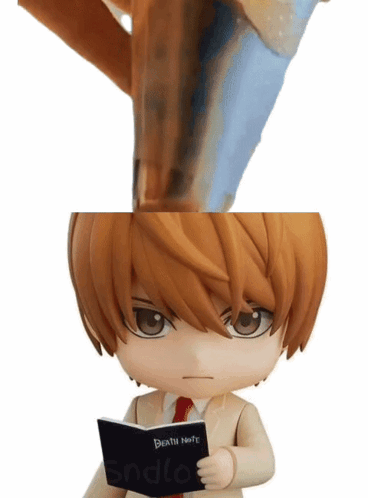 Man Figurine Holding Death Note Book GIF