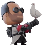 Man Figurine Holding Gun and Pigeon