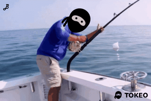 Man Fishing on Boat with Tokeo Logo