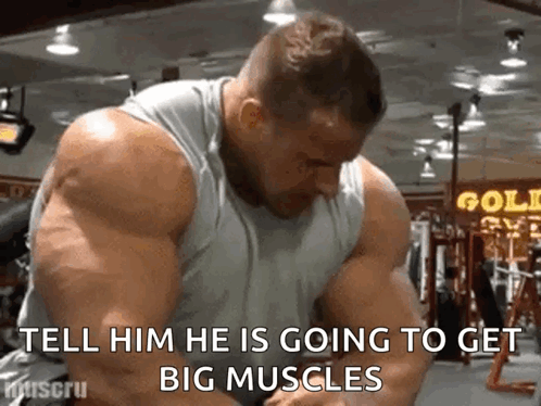 Man Flexing Muscles Saying Tell Him Big Muscles GIF