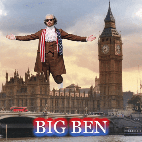 Man Flying in Front of Big Ben