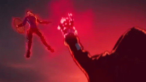 Man Flying With Red Light Behind GIF