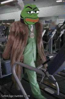 Man Frog Face In Treadmill Pimp Walk GIF