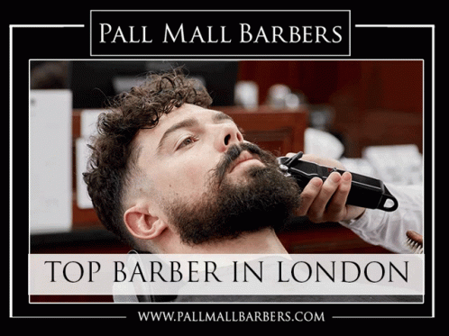 Man Getting Beard Trimmed at Pall Mall Barbers