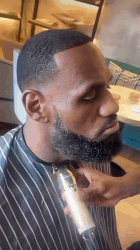 Man Getting Beard Trimmed By Barber GIF
