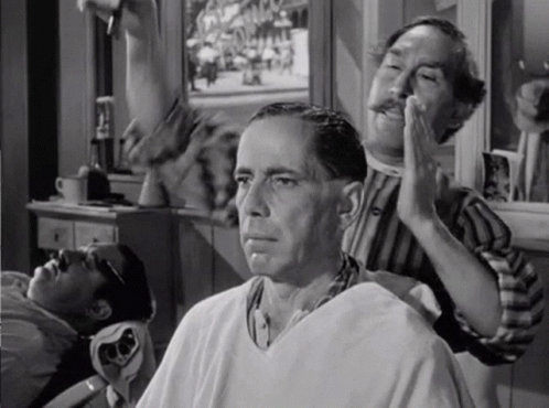 Man Getting Haircut by Barber