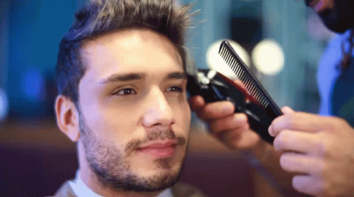 Man Getting Haircut By Barber GIF