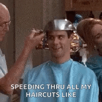 Man Getting Haircut While Wearing Helmet