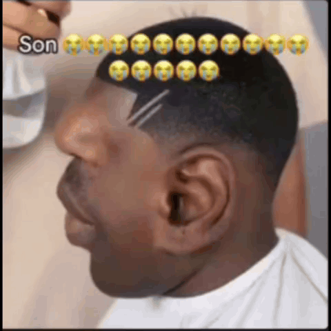 Man Getting Haircut With Emojis on Head