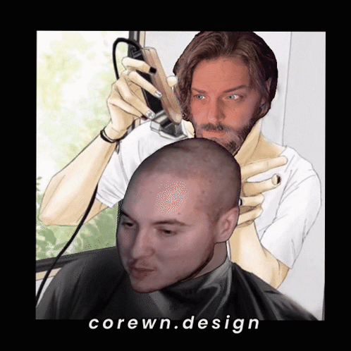 Man Getting Head Shaved With Corewn.Design