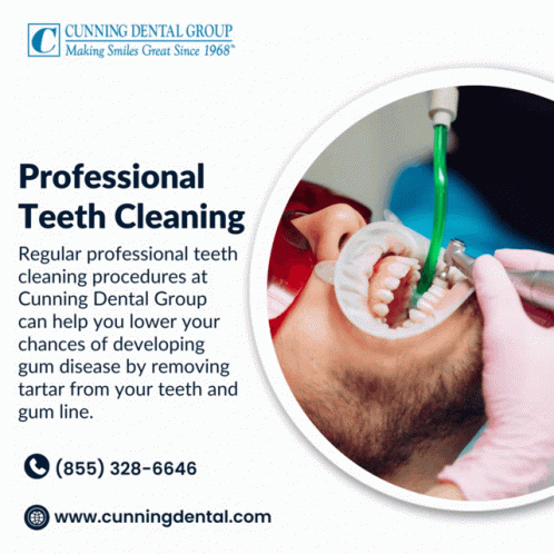 Man Getting Teeth Cleaning At Cunning Dental Group GIF