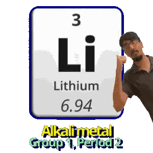 Man Giving Thumbs Up in Front of Lithium Periodic Table