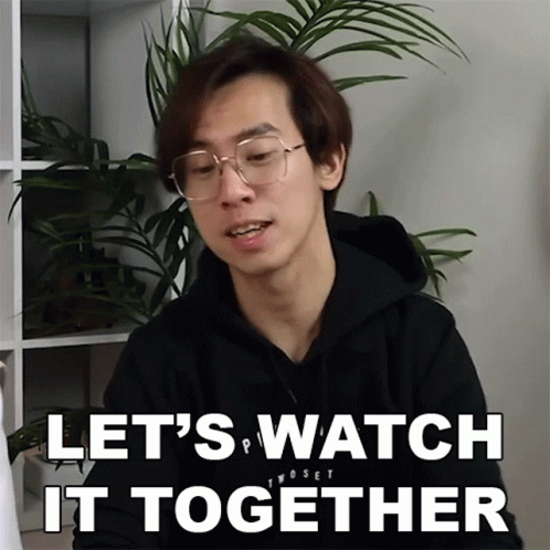 Man Glasses Black Hoodie Says Let's Watch Together